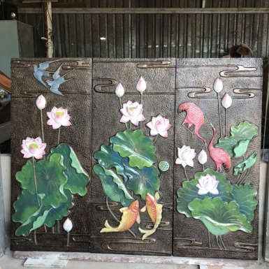 Tranh phù điêu hoa sen - Nét đẹp thanh cao và tinh khiết