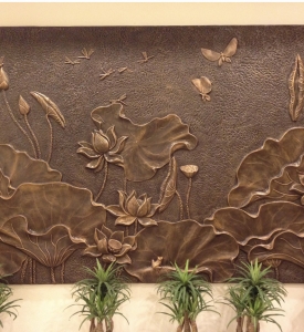 Phù Điêu Hoa Sen Trang Trí Ngoài Trời